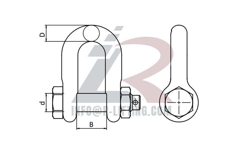 Australian Type Drop Forged Safety Bolt Dee Shackle