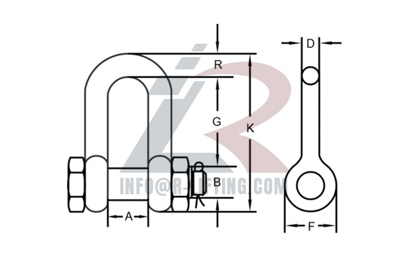 US Type Drop Forged G-2150 Safety Bolt Dee Shackle