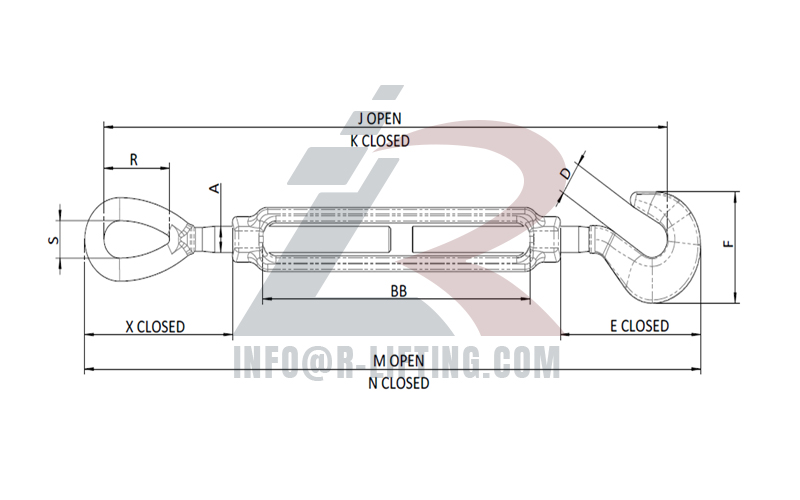 US Type Drop Forged Turnbuckle Hook & Eye Type