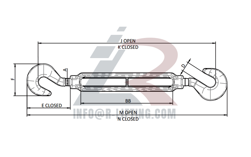 US Type Drop Forged Turnbuckle Hook & Hook Type