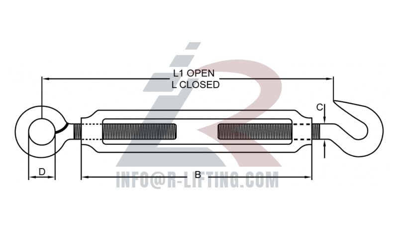 Stainless Steel Eupopean Type Turnbuckle Eye Hook Type