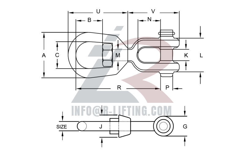 SwivelUS Type Drop Forged G-403 Jaw End Swivel