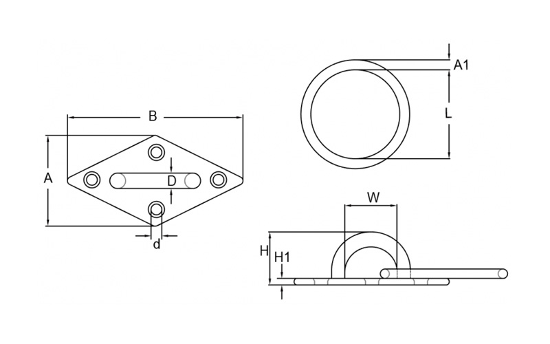 Stainless Steel Diamond Pad Eye Plate With Ring