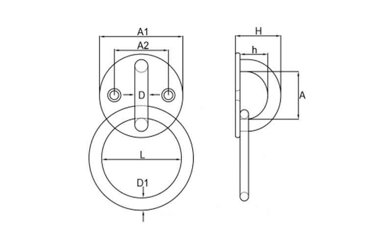 Stainless Steel Round Pad Eye Plate With Ring