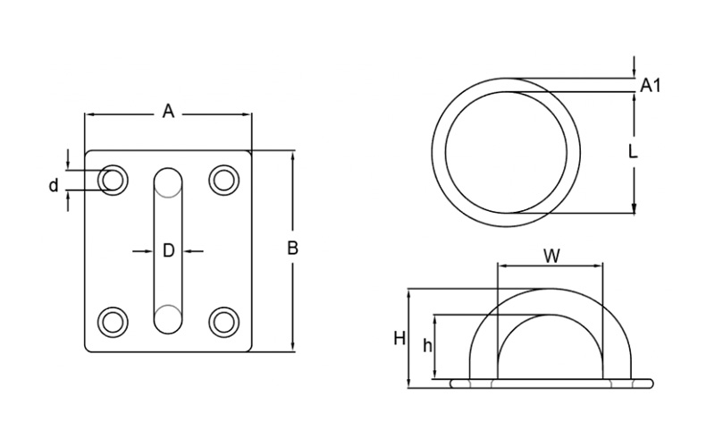 Stainless Steel Square Pad Eye Plate With Ring