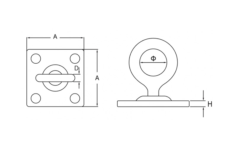 Stainless Steel Swivel Eye Plate, Swivel Pad Eye