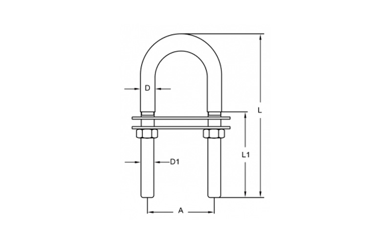 Stainless Steel U Bolt With 2 Plates & Nuts